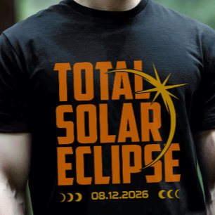 Modernes T-Shirt zur totalen Sonnenfinsternis 2026