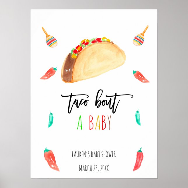 Modernes Taco Bout eine Fiesta Baby Dusche Willkom Poster (Vorne)