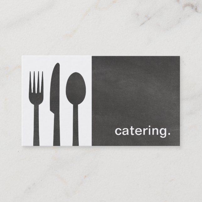 Modernes Tafel-Silhouette-Cateringweiß/-GRAU Visitenkarte (Vorderseite)