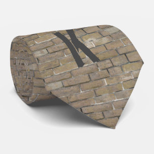 Modernes Tan Brick Wall Muster Monogramm erste Krawatte