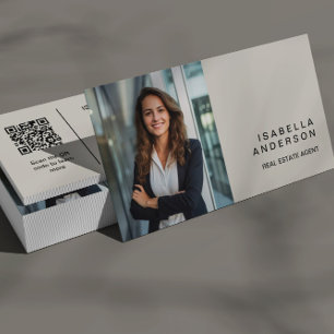 Modernes Tan Real Anwesen Berufliches Foto QR Visitenkarte