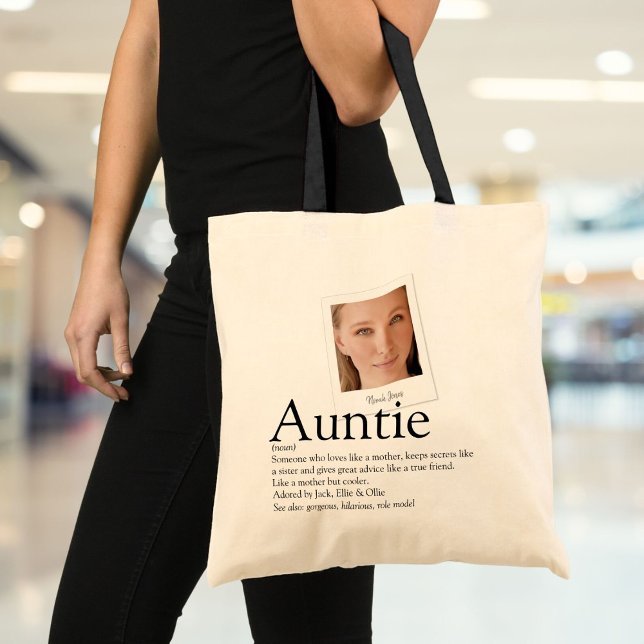 Modernes Tante Tuntie Definition-Foto Tragetasche (Modern Aunt Auntie Definition Photo Tote Bag)