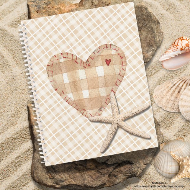 Modernes Tartan Muster und Herz Brown Scrapbook Notizbuch (Von Creator hochgeladen)