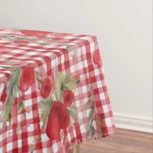 Modernes Tartan Rot Herz Muster Tischdecke