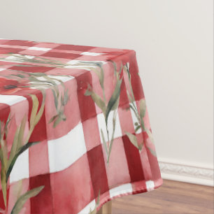 Modernes Tartan rotes Blumenmuster Tischdecke