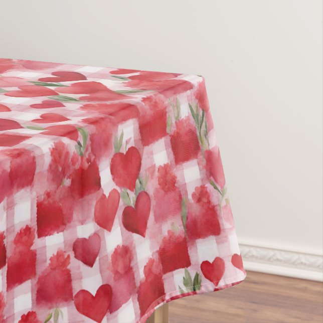 Modernes Tartan rotes Blumenmuster Tischdecke (Beispiel)