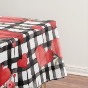 Modernes Tartan Rotherz Muster Tischdecke
