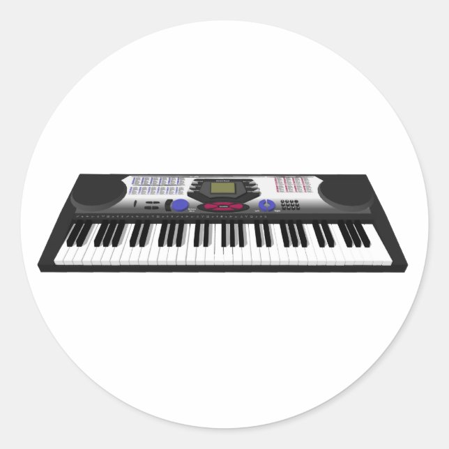 Modernes Tastatursynth: 3D-Modell: Runder Aufkleber (Vorderseite)