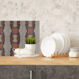 Modernes Taupe Denim und Rostglas Schneidebrett