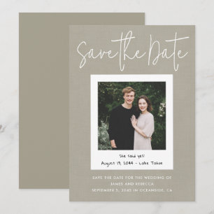 Modernes Taupe Verlobung Foto Save the Date Einladung