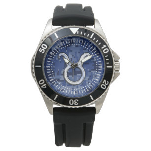 Modernes Taurus Zodiac Sign Blue Camouflage Dial Armbanduhr