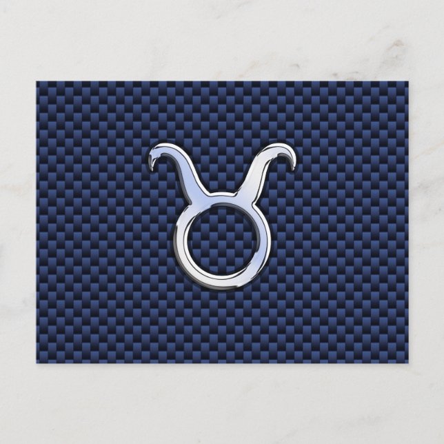 Modernes Taurus Zodiac Sign Blue Carbon Fibre Prin Postkarte (Vorderseite)