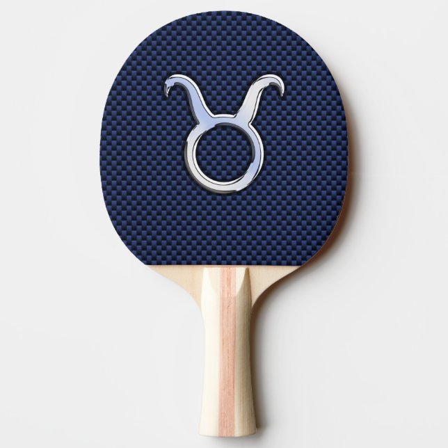 Modernes Taurus Zodiac Sign Blue Carbon Fibre Prin Tischtennis Schläger (Rückseite)