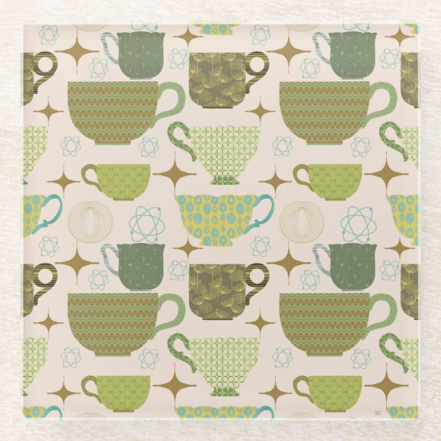 Modernes Teacup des Mittelalters Glasuntersetzer (Vorderseite)