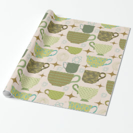 Modernes Teakup-Muster aus dem Mittelalter Geschenkpapier