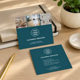 Modernes Teal-Reinigungsdienst-Logo Quadratische Visitenkarte
