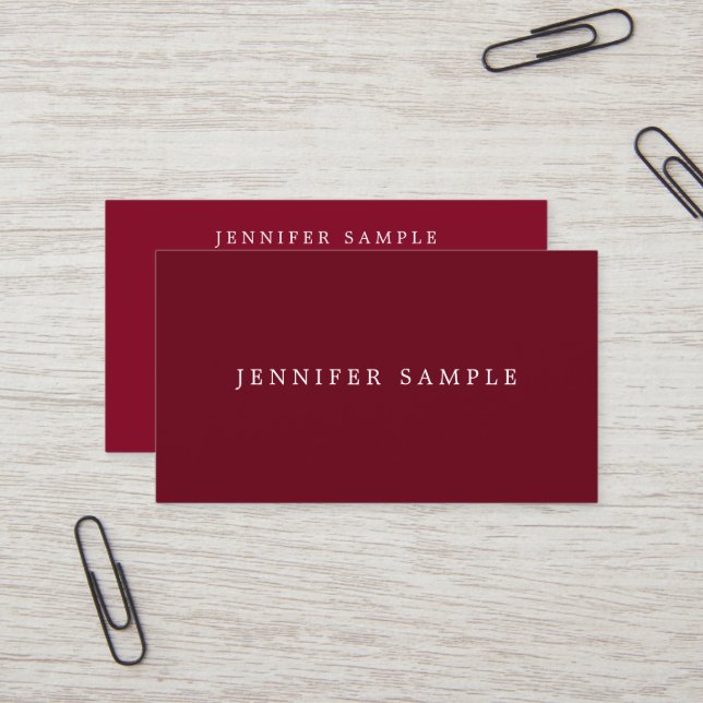 Modernes Template des Kunden Stilvoll Rich Maroon  Visitenkarte (Vorderseite/Rückseite Beispiel)