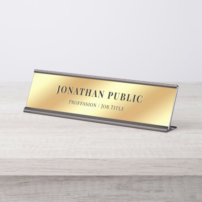 Modernes Template Glam Gold Beruflich Schreibtischnamensplakette (Vorderseite )