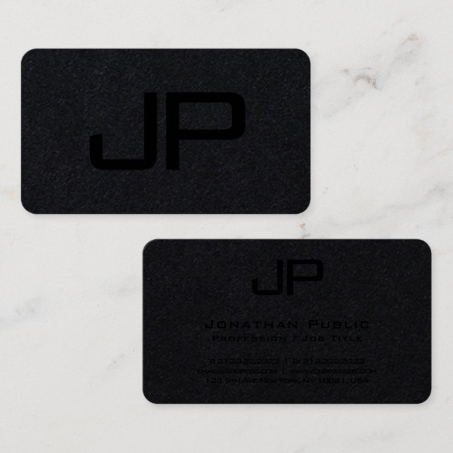 Modernes Template Monogram Premium Black Visitenkarte (Vorne/Hinten)