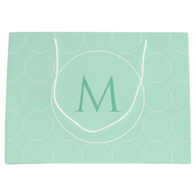 Modernes Template Trendy Mini Green Color Monogram Große Geschenktüte (Vorderseite)