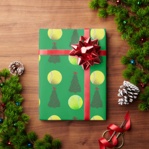 Modernes Tennis Ball Weihnachtsbaum Grün Geschenkpapier