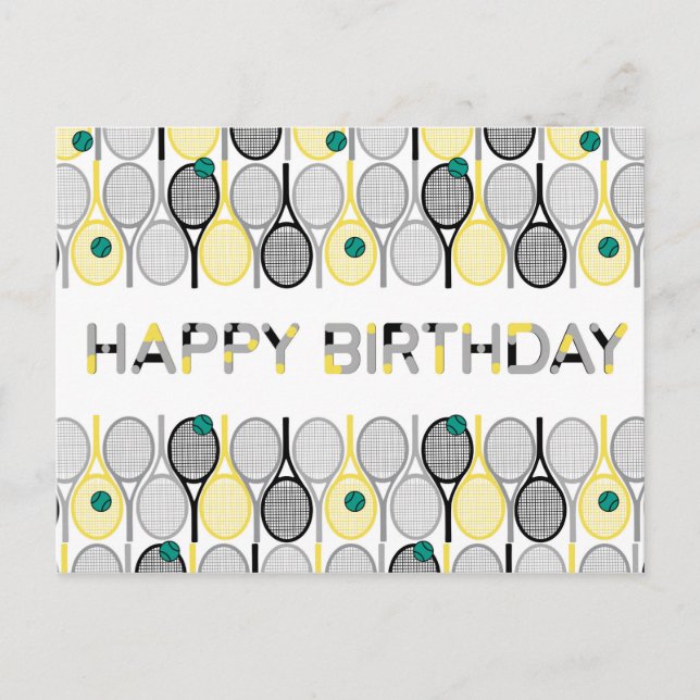 Modernes Tennis Geburtstagskarte Postkarte (Vorderseite)