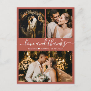 Modernes Terracotta Foto Wedding Danke Postcard Postkarte