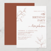 Modernes Terracotta Script Botanical 60. Geburtsta