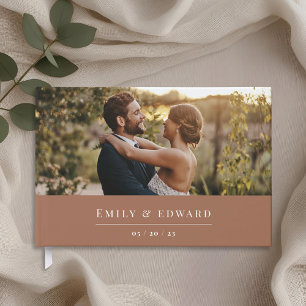 Modernes Terracotta und Braun Wedding Foto Gästebuch