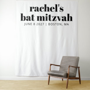 Modernes Terracotta Weißes Bat Mitzvah Foto Hinter Wandteppich