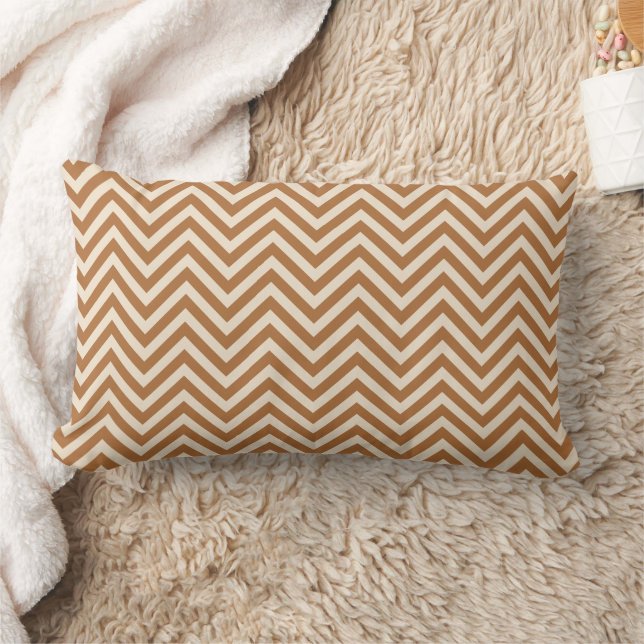 Modernes Terracotta Zickzack Herringbone-Muster Lendenkissen (Decke)