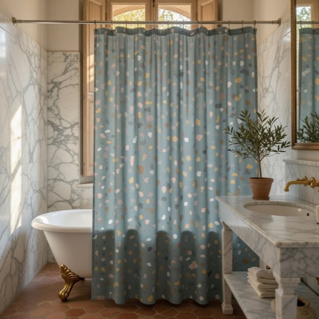 Modernes Terrazzo Muster weich neutral Duschvorhang (Von Creator hochgeladen)