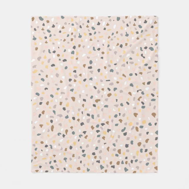 Modernes Terrazzo Muster weich neutral Fleecedecke (Vorderseite)