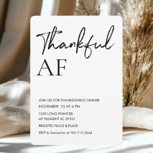 Modernes "Thankful AF" Freundliches Party Einladung