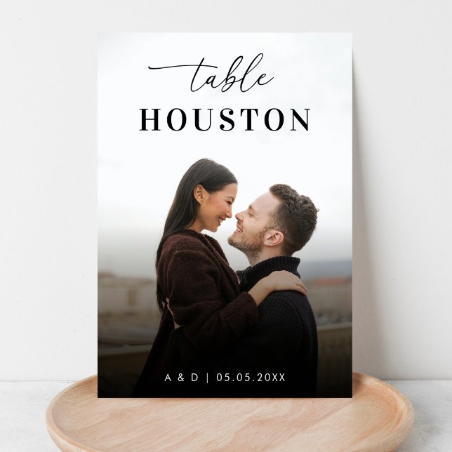 Modernes Thema Reiseziel Name Foto Hochzeit Tischnummer (Von Creator hochgeladen)