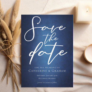 Modernes, tiefblaues Minimalistisches Ufer Save The Date