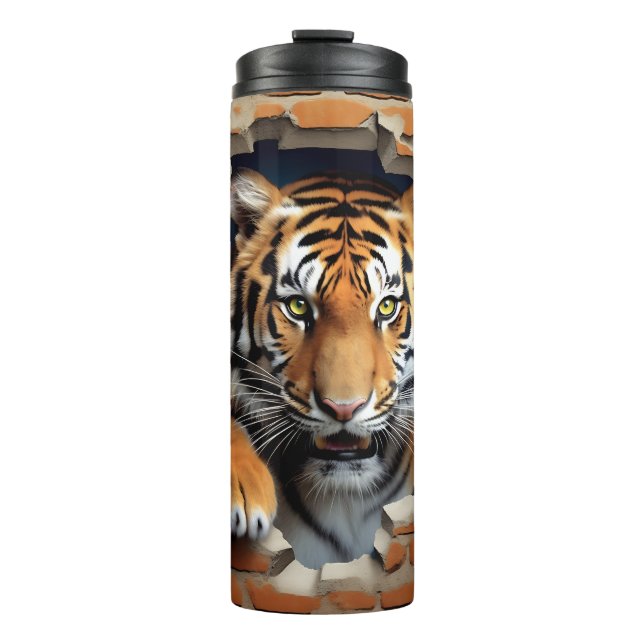 Modernes Tiger 3D Tier Brown Thermosbecher (Vorderseite)