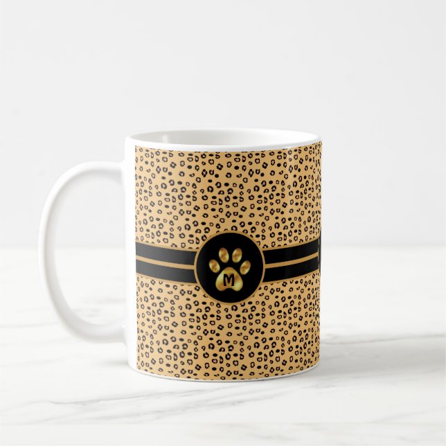 Modernes Tiger-Muster & Pfote Kaffeetasse (Links)