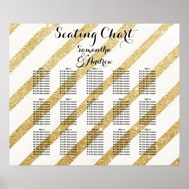 Modernes Tischdiagramm mit goldfarbenem Pinsel Poster (Vorne)