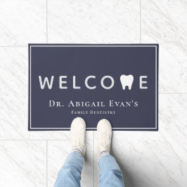 Modernes Tooth Icon Navy Blue Dentification Willko Fußmatte