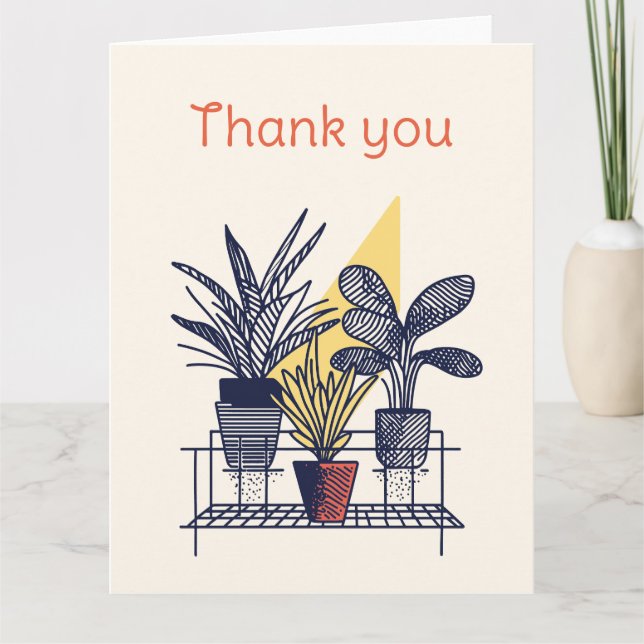 Modernes Topfhaus Pflanze Botanische Dankeschön Ka Dankeskarte (Vorderseite)