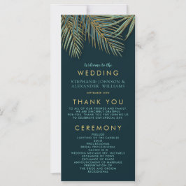 Modernes topisches Palm Gold Aquamarine Hochzeitsp