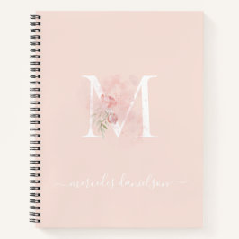 Modernes, transparentes Rosa Mit Monogramm Notizbuch