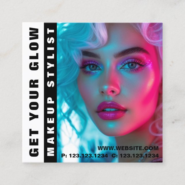 Modernes Trend Glow Makeup Quadratische Visitenkarte (Vorderseite)
