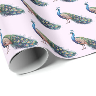 Modernes trendfarbenes Pfauenmuster Geschenkpapier