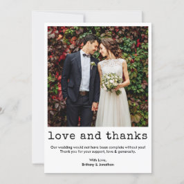Modernes, trendige Schreibmaschine Foto Hochzeit Dankeskarte