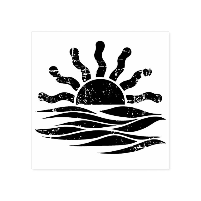 Modernes trendiger Sommer-Tropical Beach Sunset Gummistempel (Prägung)