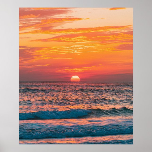 Modernes trendiger Sommer-Tropical Beach Sunset Poster (Vorne)
