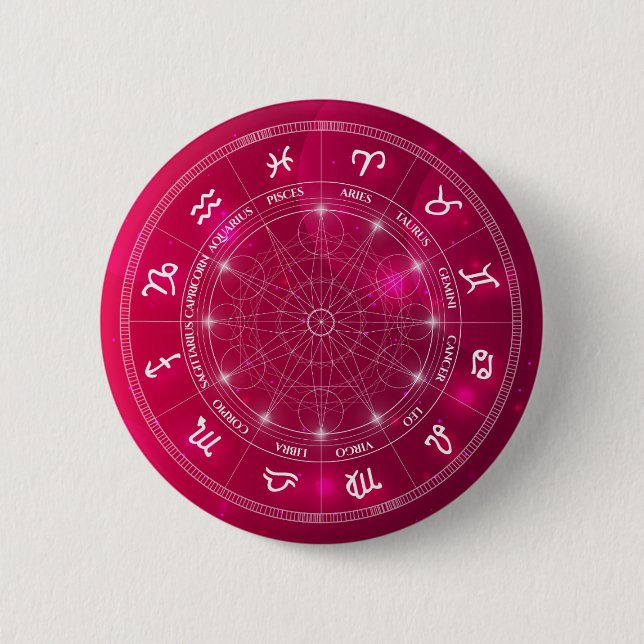 Modernes, trendiges Astrologie-Rad Zodiac Button (Vorderseite)