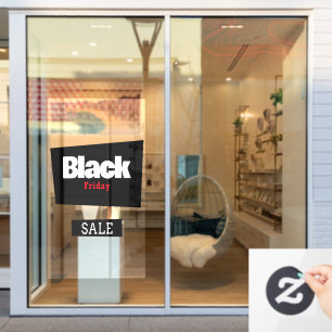 Modernes, trendiges Black Friday Red & Black Store Fensteraufkleber
